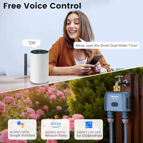 WiFi Water Timer for Garden Hose with Brass Inlet — Irrigation System, Denvest