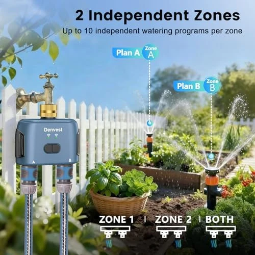 WiFi Water Timer for Garden Hose with Brass Inlet — Irrigation System, Denvest