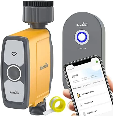 WiFi Water Timer, Smart Hose Timer with App & Voice Control — Irrigation System, RainPoint