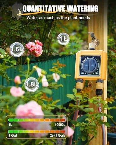 WiFi Water Timer with Brass Inlet & Outlet, 2 Zone — Irrigation System, RainPoint