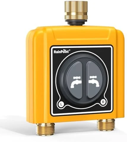 WiFi Water Timer with Brass Inlet & Outlet, 2 Zone — Irrigation System, RainPoint