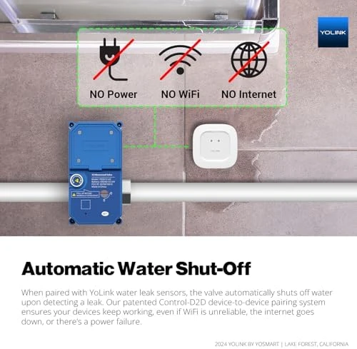 Smart 1" Motorized Stainless Steel Ball Valve — Water Shut Off Valve, YoLink