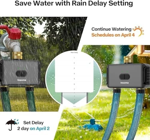Smart Water Hose Timer Sprinkler Timer with 2 Outlet — Irrigation System, Insoma