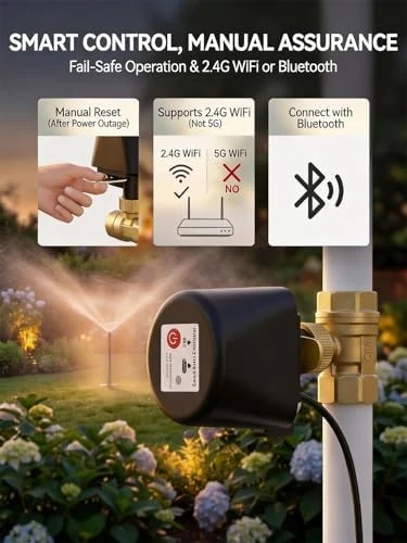 Smart WiFi Water Valve, Brass Motorized Ball Valve with Timer & App Remote Control — Water Shut Off Valve, CREECHWA