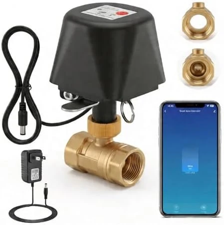 Smart WiFi Water Valve, Brass Motorized Ball Valve with Timer & App Remote Control — Water Shut Off Valve, CREECHWA
