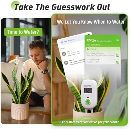 WiFi Solar Auto Watering System with Two Smart Digital Soil Sensors — Indoor Garden, RainPoint