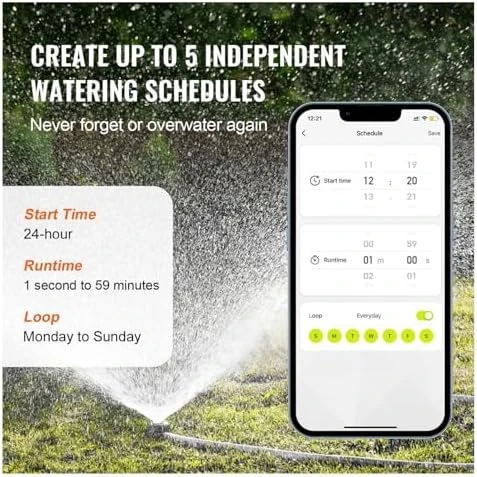 WiFi Sprinkler Timer, Smart Hose Faucet Timer 2 Outlets — Irrigation System, Generic