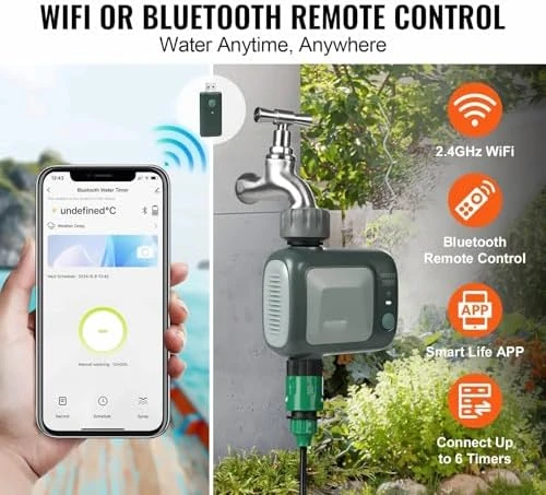 WiFi Sprinkler Timer, Smart Hose Faucet Timer 2 Outlets — Irrigation System, Generic