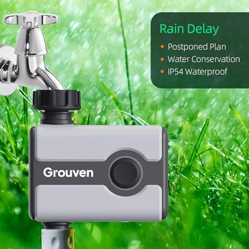 WiFi Sprinkler Timer with Brass Inlet — Irrigation System, Grouven
