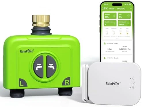 WiFi Water Timer for Garden Hose, 2 Zone — Irrigation System, RainPoint
