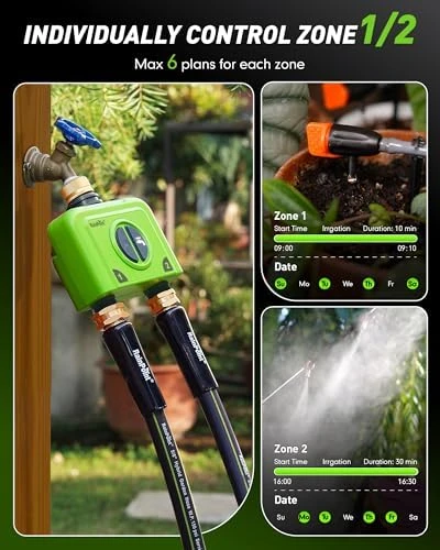 WiFi Water Timer for Garden Hose, 2 Zone — Irrigation System, RainPoint
