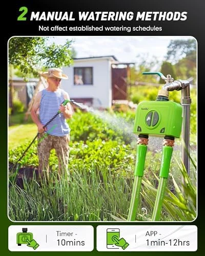 WiFi Water Timer for Garden Hose, 2 Zone — Irrigation System, RainPoint