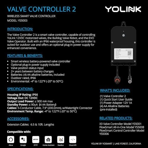 Wireless Smart Valve Control Kit — Water Shut Off Valve, YoLink