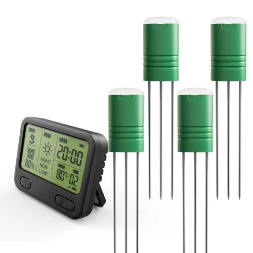 Wireless Soil Moisture Meter with LCD Receiver – 3‑Probe 3‑in‑1 Sensor (Moisture, Temperature, Light), 230 ft RF Range,... — Soil Moisture Sensor, NexusLab