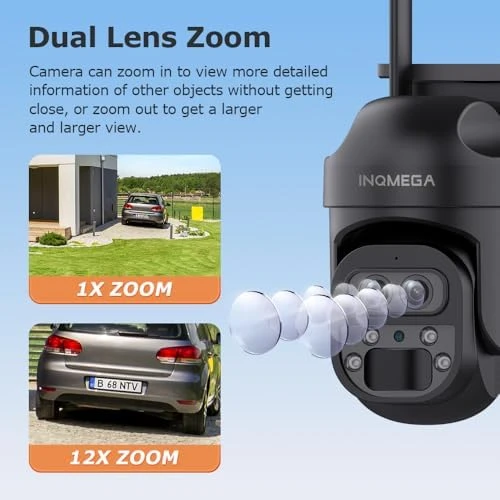 12X Zoom Solar Security Camera 3K/6MP Dual Lens WiFi Outdoor Wireless Camera — Security Camera, INQMEGA