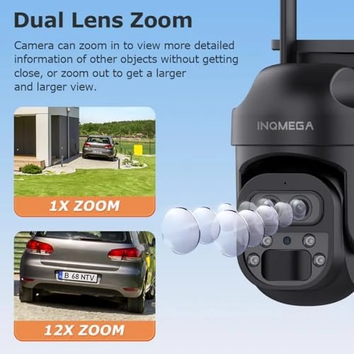 12X Zoom Solar Security Camera 3K/6MP Dual Lens WiFi Outdoor Wireless Camera — Security Camera, INQMEGA