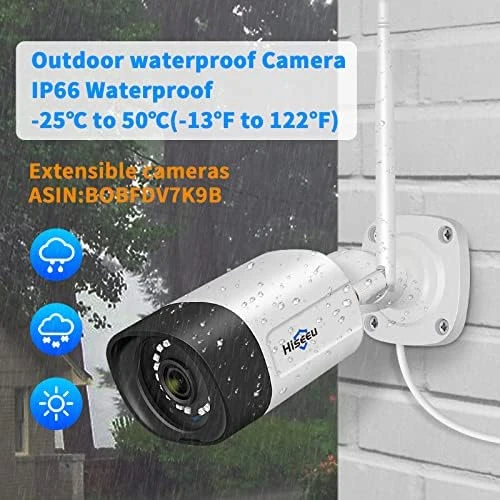 2.5K 5MP WiFi Security Camera System Outdoor, Expandable 16CH 8MP NVR — Security Camera, Hiseeu