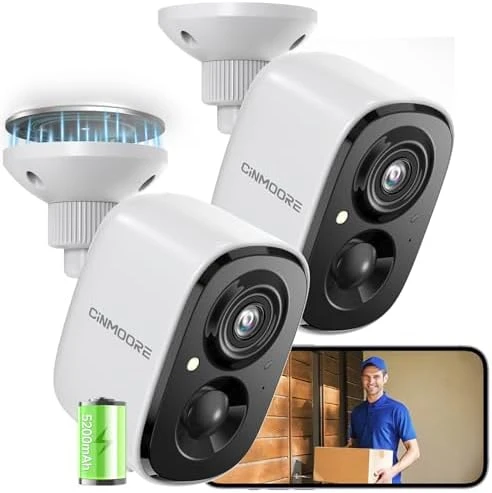 2 Pack 2.5K Security Camera Wireless Outdoor — Security Camera, CINMOORE