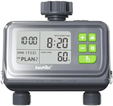 2 Zone Smart Water Timer with Rain Delay Sensor — Irrigation System, RainPoint