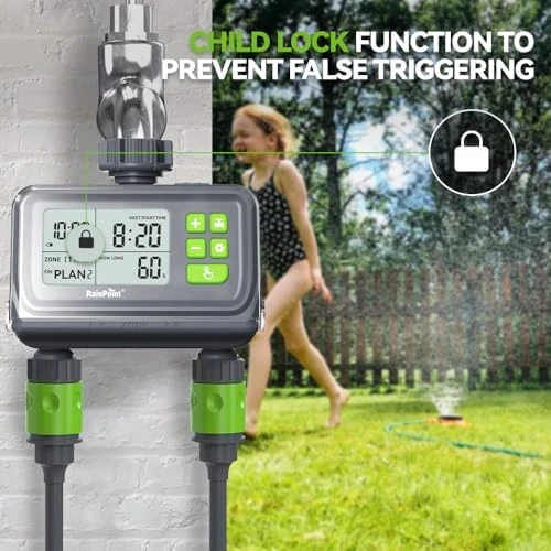 2 Zone Smart Water Timer with Rain Delay Sensor — Irrigation System, RainPoint