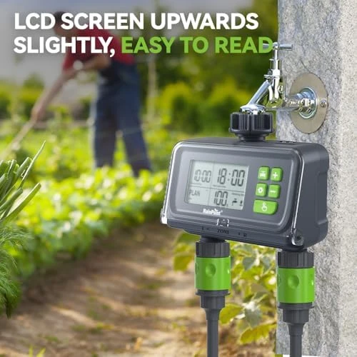 2 Zone Smart Water Timer with Rain Delay Sensor — Irrigation System, RainPoint