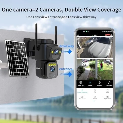 Dual Lens Security Camera Wireless Outdoor — Security Camera, LETSCEE