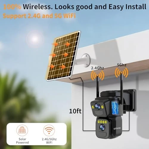 Dual Lens Security Camera Wireless Outdoor — Security Camera, LETSCEE