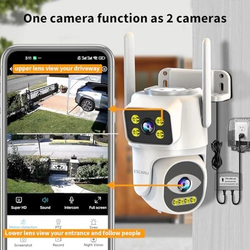 Dual Lens Security Camera — Security Camera, ESCANU