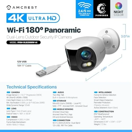 Dual-Lens Security WiFi Camera — Security Camera, Amcrest