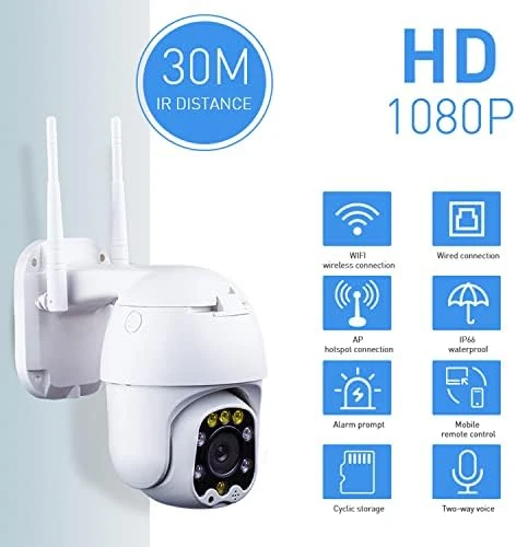 Outdoor PTZ WiFi IP Security Camera 1080P with Color Night Vision — Security Camera, Alptop