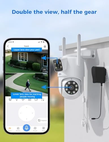 Wireless Security Cameras Outdoor, 5G & 2.4G WiFi Pro, Dual Lens, 360° Pan & Tilt, Auto Tracking, Color Night Vision,... — Security Camera, Hiseeu