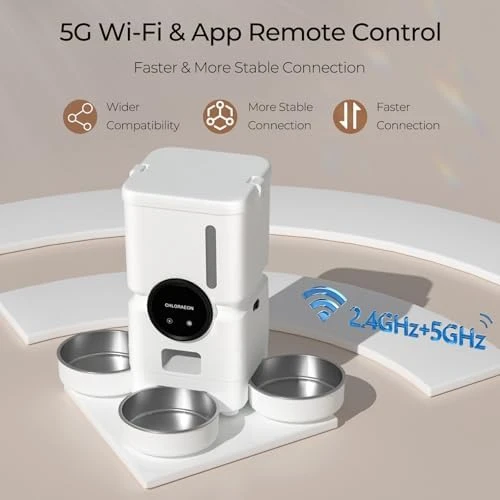 Automatic Cat Feeder for 3 Cats with Slow Feed, 6L Smart WiFi Pet Feeder — Automatic Pet Feeder, Chloraeon