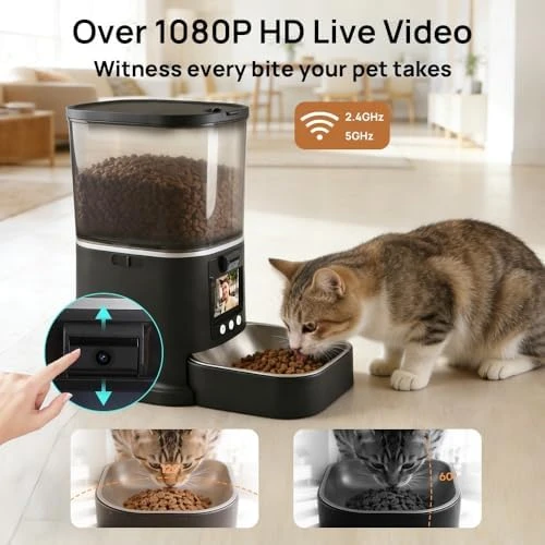 Automatic Cat Feeder with Camera and Two-Way Audio — Automatic Pet Feeder, NUANTU