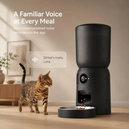 Smart Pet Feeder with 2K Dual Camera & AI Recognition — Automatic Pet Feeder, Bestmotoring