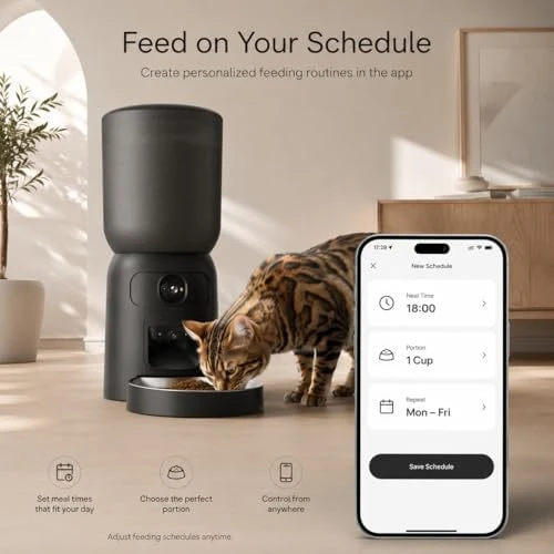Smart Pet Feeder with 2K Dual Camera & AI Recognition — Automatic Pet Feeder, Bestmotoring