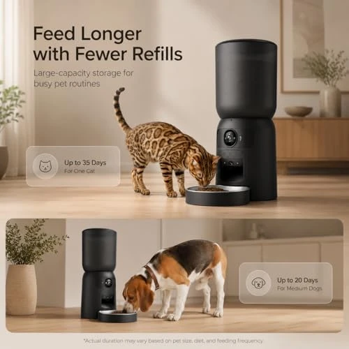 Smart Pet Feeder with 2K Dual Camera & AI Recognition — Automatic Pet Feeder, Bestmotoring