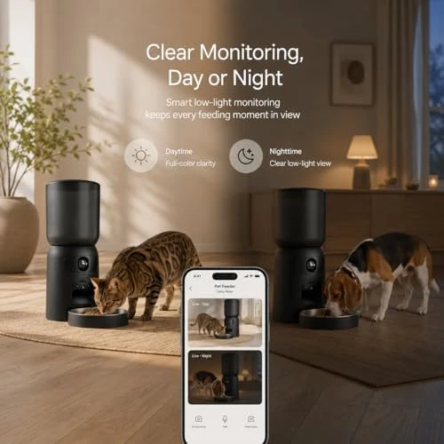 Smart Pet Feeder with 2K Dual Camera & AI Recognition — Automatic Pet Feeder, Bestmotoring