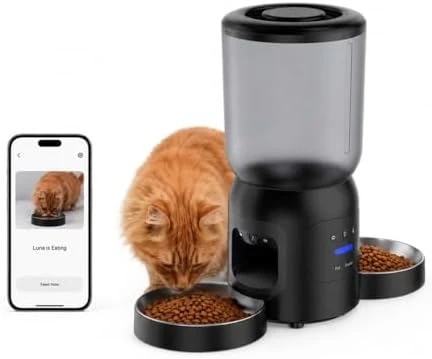 Smart Pet Feeder with 2K Dual Camera & AI Recognition — Automatic Pet Feeder, Bestmotoring