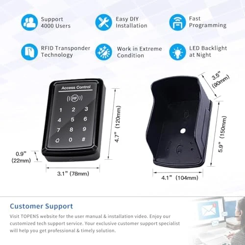 Touch Panel Wired Keypad — Smart Lock, TOPENS