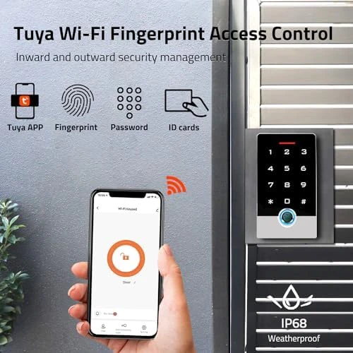 Wireless WiFi Access Control System, Fingerprint Password Stand-Alone Door Access Control Keypad with ID Keyfob — Smart Lock, AMOCAM