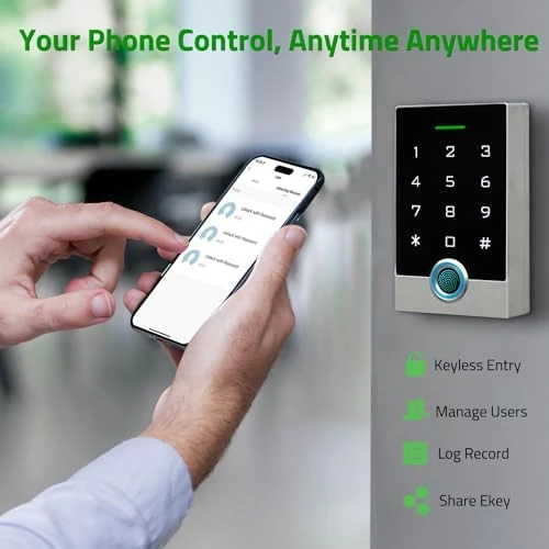 Wireless WiFi Access Control System, Fingerprint Password Stand-Alone Door Access Control Keypad with ID Keyfob — Smart Lock, AMOCAM