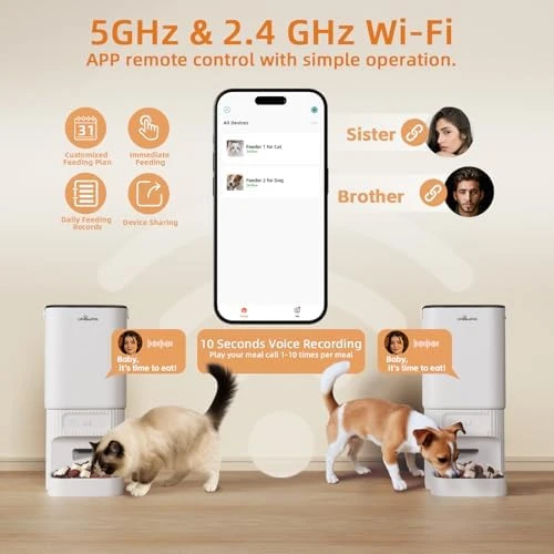 Automatic Cat and Dog Feeder with WiFi and App Control — Automatic Pet Feeder, UPAWPIA