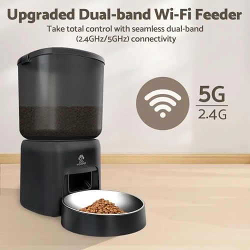 Automatic Cat Feeder, 5G WiFi Auto Food Dispenser with Desiccant Bag, 5L Timed Pet Feeder — Automatic Pet Feeder, MYGODPET