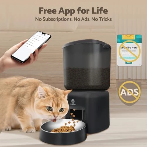 Automatic Cat Feeder, 5G WiFi Auto Food Dispenser with Desiccant Bag, 5L Timed Pet Feeder — Automatic Pet Feeder, MYGODPET