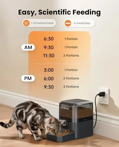 Automatic Cat Feeder for Large Kibble and Snacks, 12 Cups/3L Timed Pet Feeder for Cats Indoor, Programmable Dry Food... — Automatic Pet Feeder, oneisall