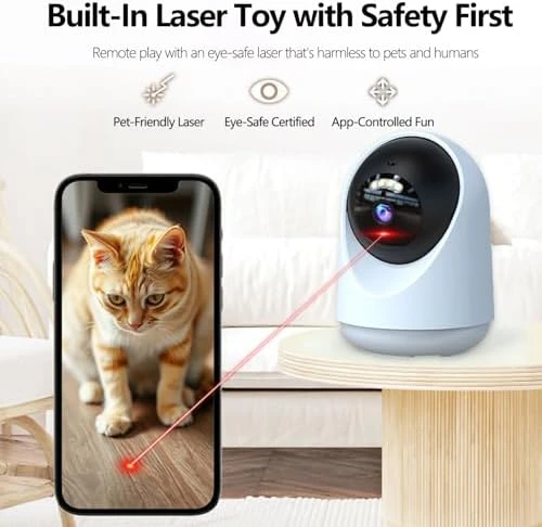 Indoor Pet Camera with Laser Toy — Automatic Cat Toy, VILLA ART