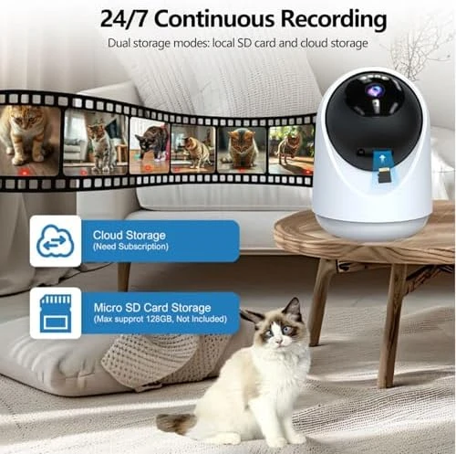 Indoor Pet Camera with Laser Toy — Automatic Cat Toy, VILLA ART