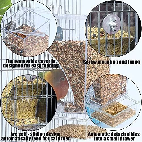 No Mess Bird Cage Feeder with Perch — Smart Bird Feeder, Hamiledyi