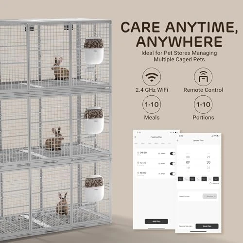 Smart WiFi Hanging Cage Feeder for Rabbits, Cats, Dogs & Hamsters — Automatic Pet Feeder, iPettie