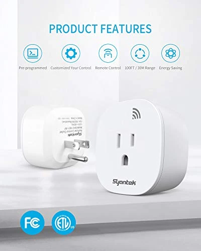 Remote Control Outlet Wireless Light Switch Kit — Smart Plug, Syantek